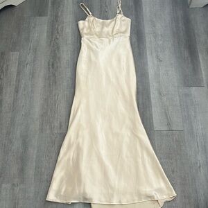 NWOT Lulus Long Formal Champagne Satin Dress